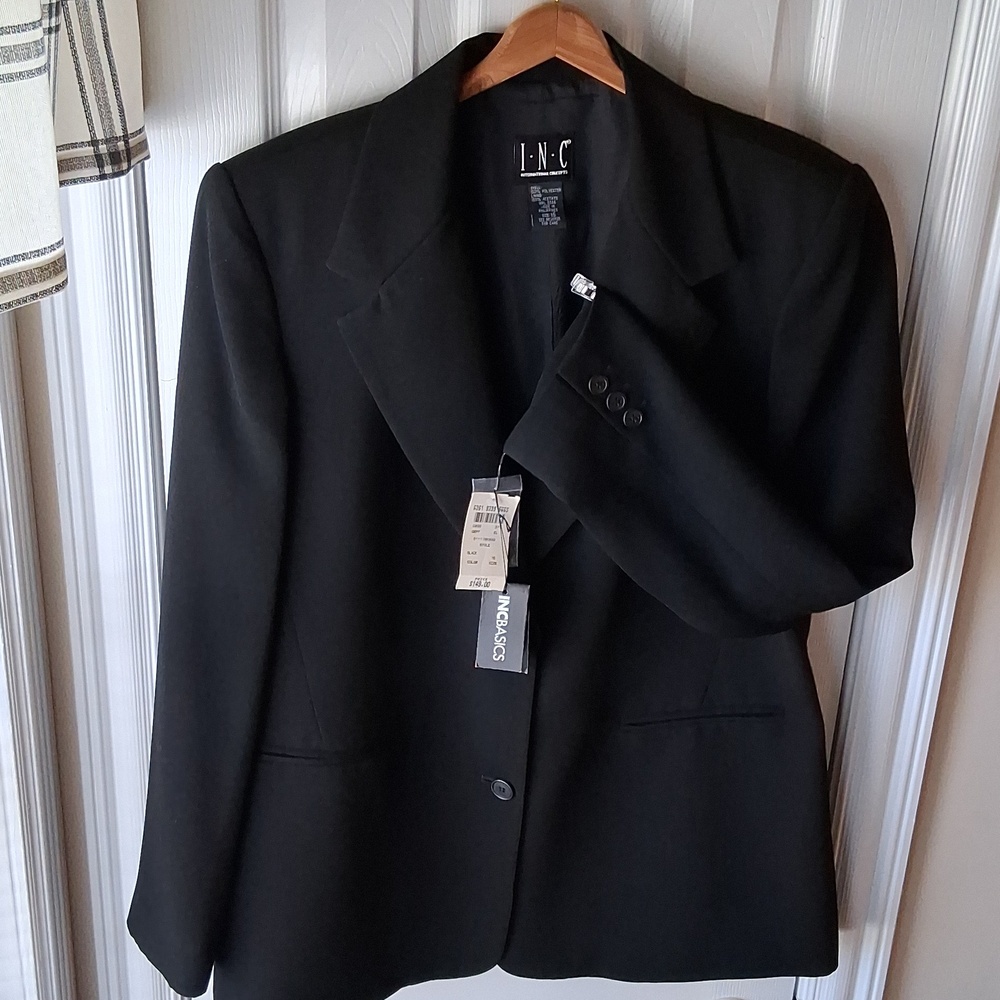 NWT INC International Concepts Womans Black Tailored Single-Button Blazer